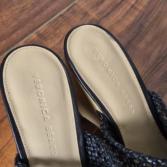 Veronica Beard Hardie Woven Leather Clogs Black Size 10 - Picture 5 of 12